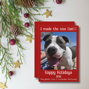 Pet holiday christmas card nice list