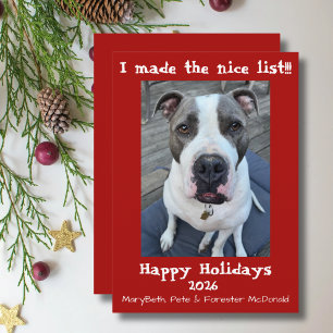 Pet holiday christmas card nice list