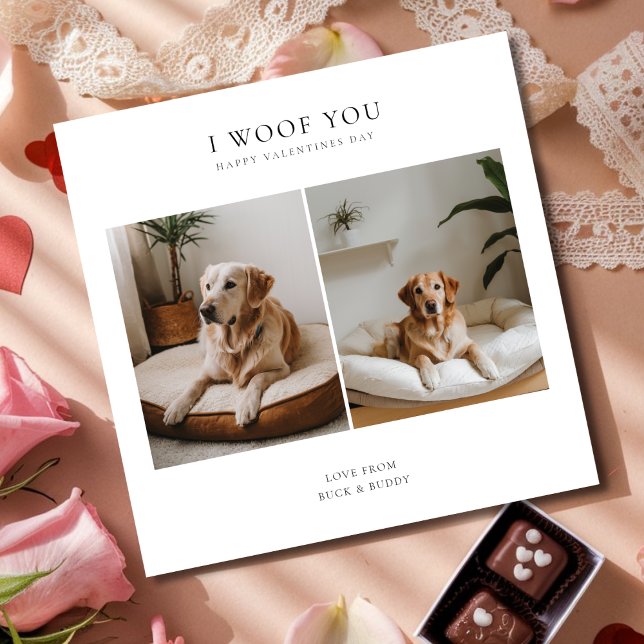 Pet Holiday I Woof You Valentine Day Photo Card (Creator Uploaded)