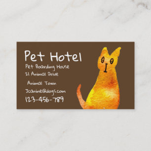 Pet Hotel boarding cat art professional Business Card