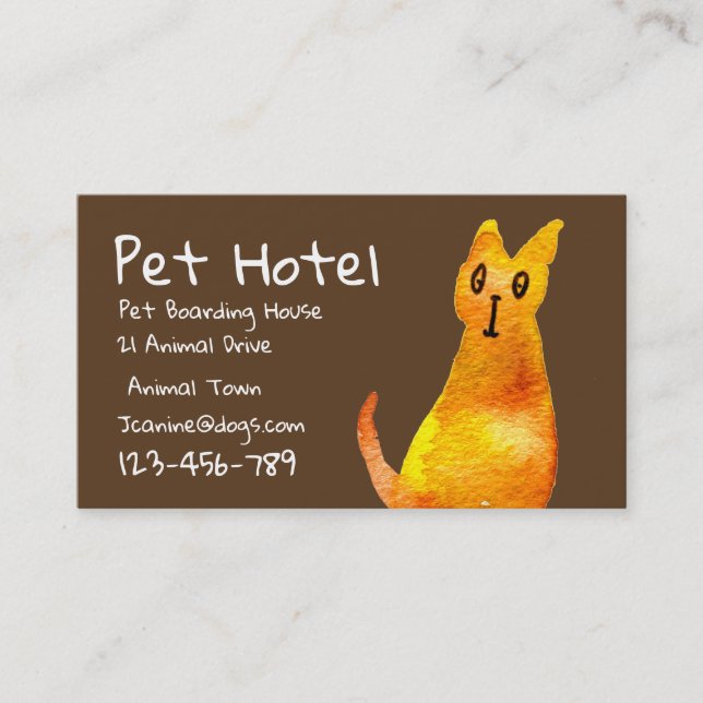Pet Hotel boarding cat art professional Business Card (Front)