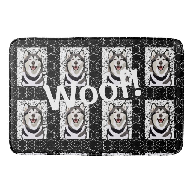 Pet Husky Pattern … Woof! Bath Mat (Front)