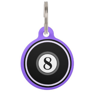 Pet ID Tag - 8 Ball - Light Purple & Black