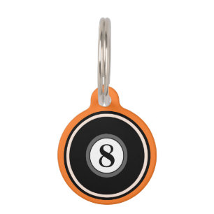 Pet ID Tag - 8 Ball - Orange & Black