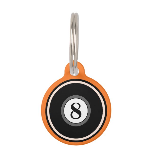 Pet ID Tag - 8 Ball - Orange & Black (Front)