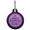 Pet ID Tag - Black & Purple Monogram
