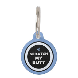 Pet ID Tag - Blue & Black - Scratch My Butt