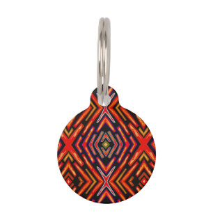 Pet ID Tag Fiery Red Orange Black 