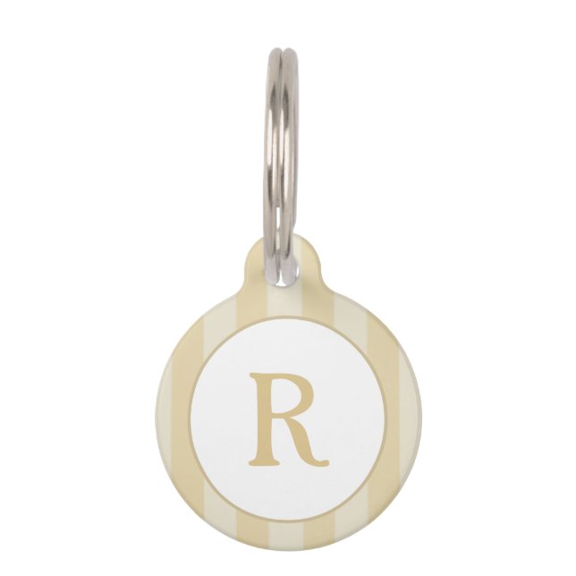 Pet ID Tag - Gold Stripes with Monogram (Front)