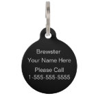 Pet ID Tag - Platinum Paw Print on Black