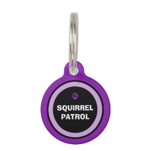 Pet ID Tag - Purple & Black - Squirrel Patrol