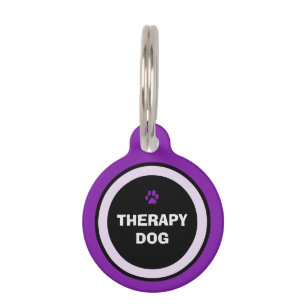 Pet ID Tag - Purple & Black- Therapy Dog