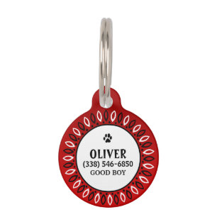 Pet ID Tag - Red Bandanna Design