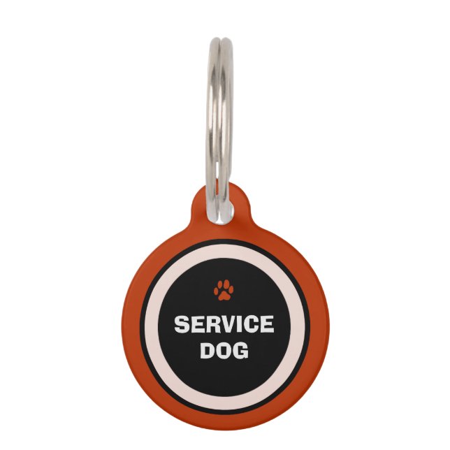 Pet ID Tag - Red & Black- Service Dog (Front)