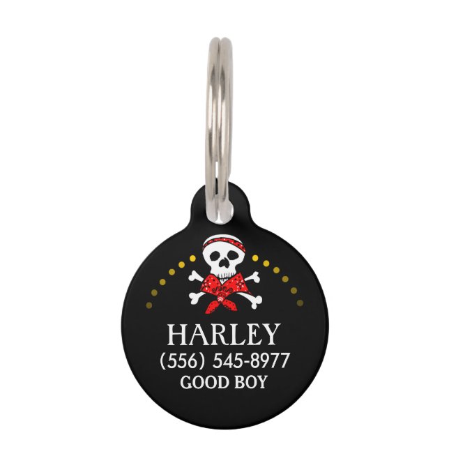 Pet ID Tag - Skull and Crossbones (Front)
