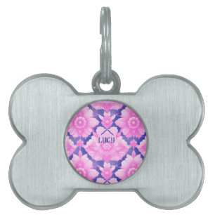 Pet ID Tag Vibrant pink fancy