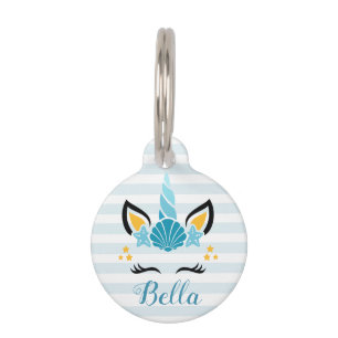 Pet ID Tag with Cute Unicorn