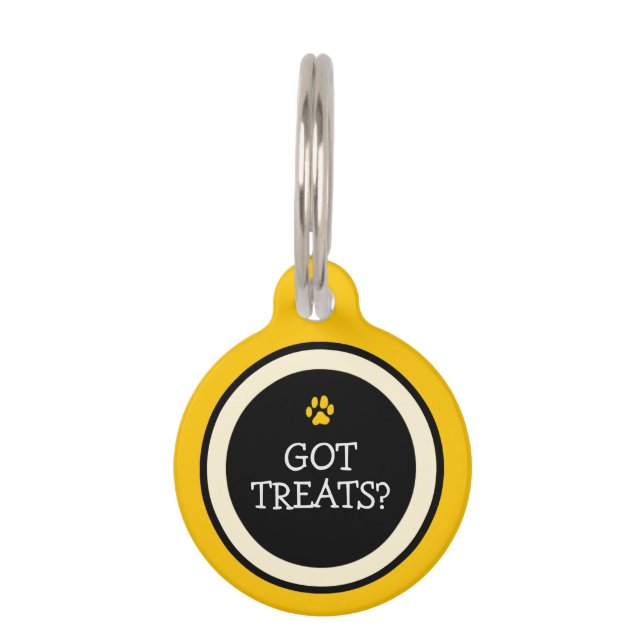Pet ID Tag - Yellow & Black- Got Treats (Front)
