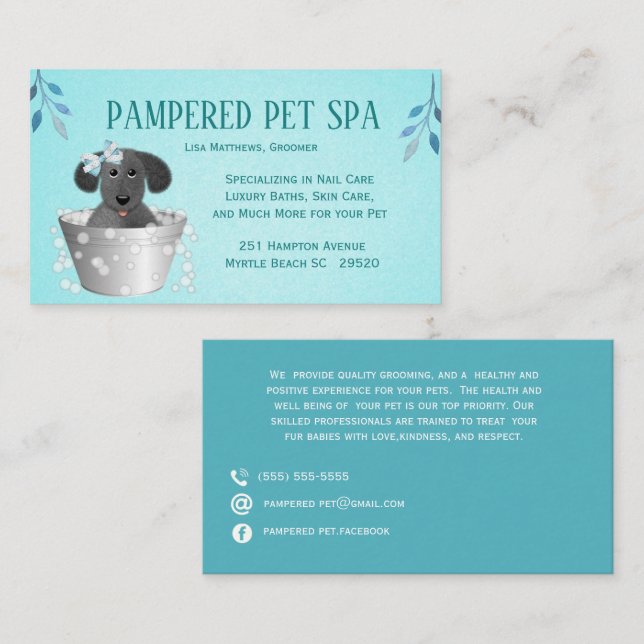 Pet In Wash Pail Groomer Business Card (Front/Back)