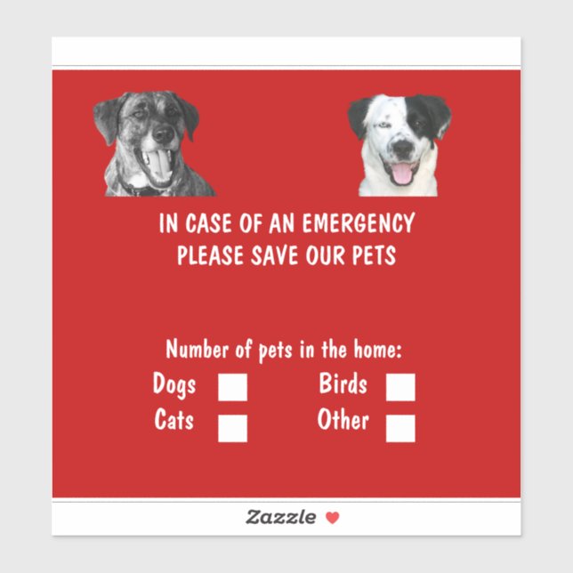 Pet Inside Emergency Sticker (Sheet)