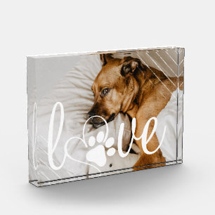 Pet Life Love   Paw Print Heart Script Quote Photo Block