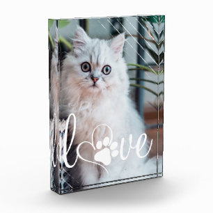 Pet Life Love   Paw Print Heart Script Quote Photo Block