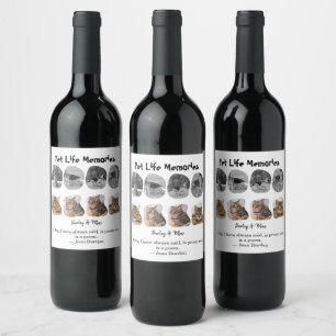 Pet Life Memories 8 Photo Collage Tribute Template Wine Label