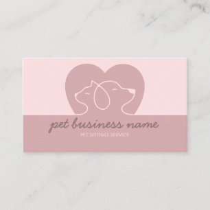 Pet Logo Dog Cat Heart pink veterinarian Business Card