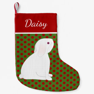 Pet Lop Ear White Rabbit Personalised Christmas Small Christmas Stocking