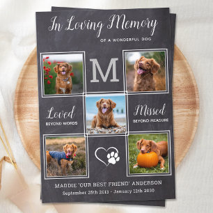 Pet Loss 5 Photo Personalise Dog Memorial Sympathy Thank You Card