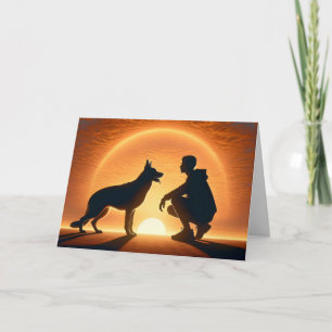 Pet Loss Boy and Dog Card