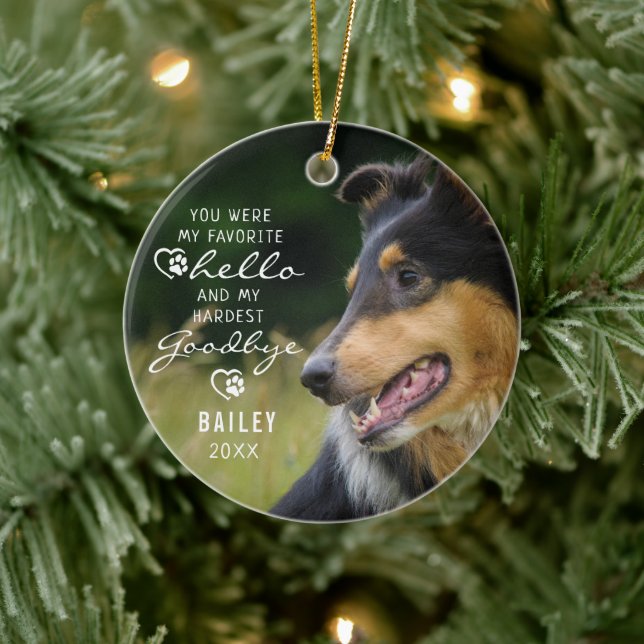 Pet Loss Dog Memorial Photo Quote Keepsake Ceramic Tree Decoration (Tree)
