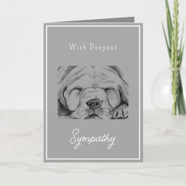 Pet Loss Dog Sympathy Grey Hand Drawn Card (Front)
