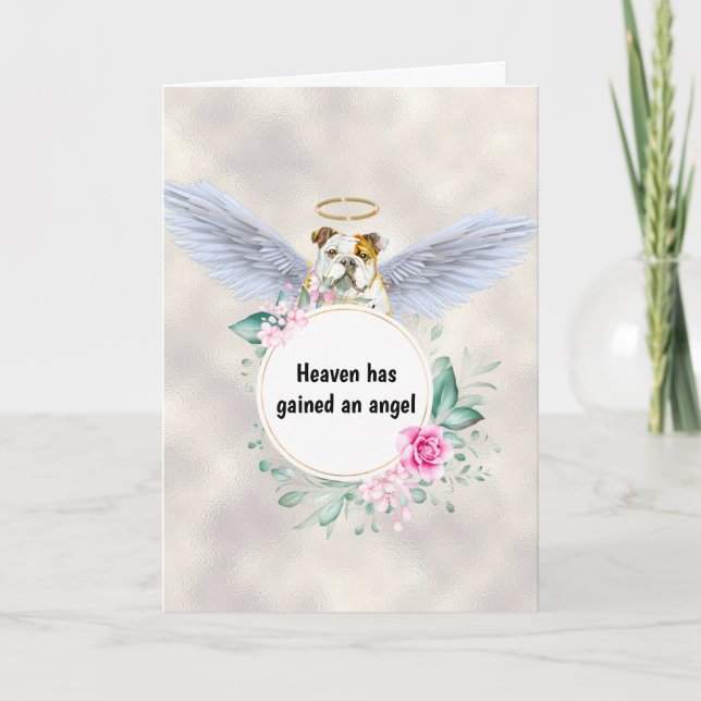 Pet loss English bulldog dog angel wings poem Card (Front)