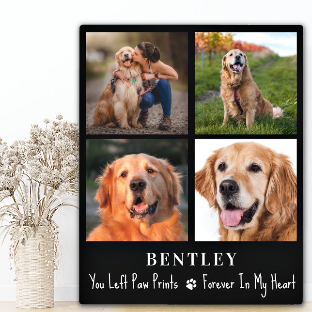 Pet Loss Gift Dog Memorial Custom 4 Photo Collage Plaque (Creator Uploaded)