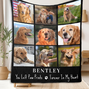 Pet Loss Gift Dog Memorial Custom 9 Photo Collage  Fleece Blanket