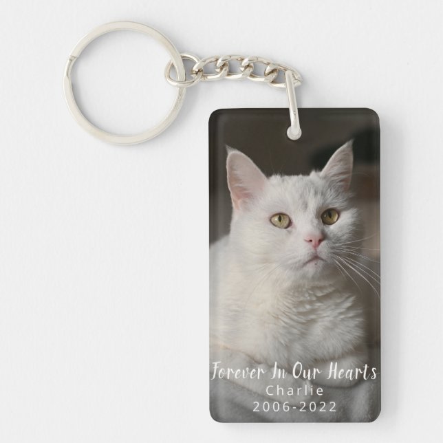 Pet Loss Gift | Personalised Cat Memorial Photo Key Ring (Front)