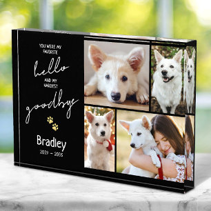 Pet Loss Hardest Goodbye Memorial Keepsake Black 4 Photo Block