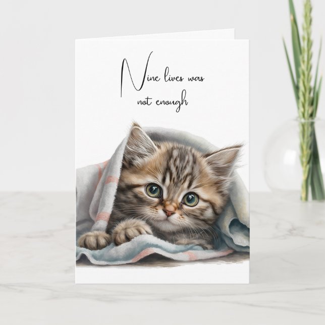 Pet Loss Kitty In a Blanket Card (Front)