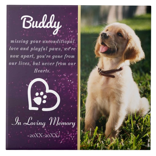 Pet Loss Memorial Dog | Cat Sympathy Ceramic Tile (Front)