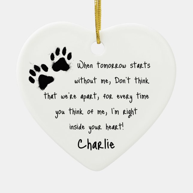 Pet Loss Memorial Plaque | Personalised Paw Print  Ceramic Tree Decoration (Front)