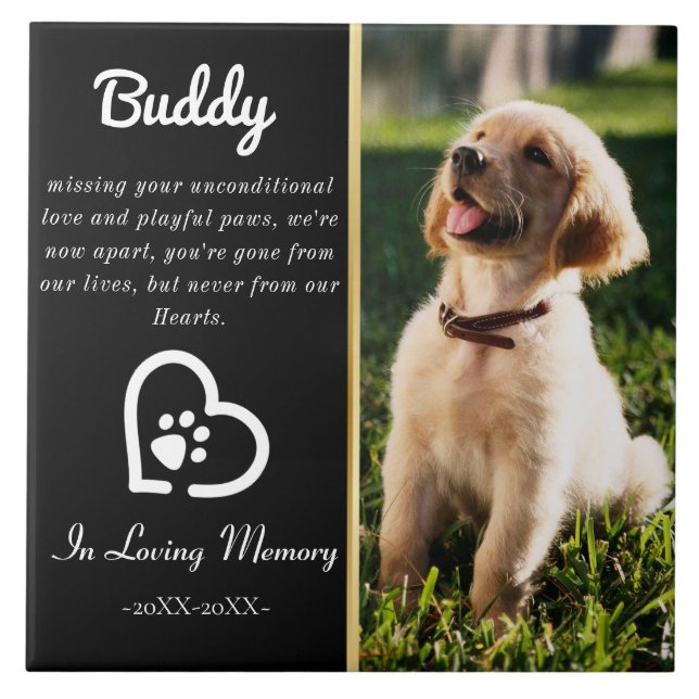 Pet Loss Memorial Remembrance Dog | Cat Sympathy Tile (Front)
