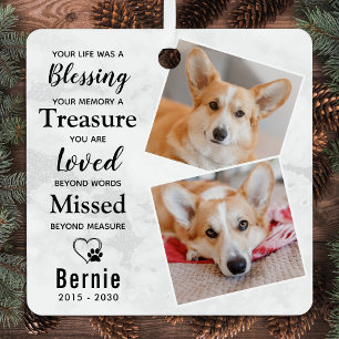 Pet Loss Personalised Modern Dog Memorial 2 Photo  Metal Tree Decoration