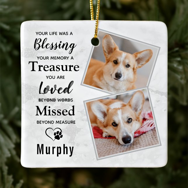 Pet Loss Personalised Sympathy Dog Memorial Photo Ceramic Ornament (Creator Uploaded)