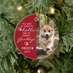 Pet Loss Sympathy Dog Memorial 2 Photos Keepsake Ceramic Tree Decoration