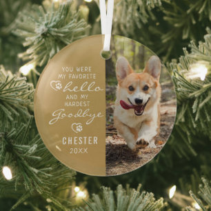 Pet Loss Sympathy Dog Memorial Photo Keepsake Glass Tree Decoration