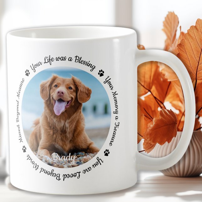 Pet Loss Sympathy Keepsake 2 Photo Dog Memorial Coffee Mug (Creator Uploaded)