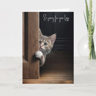 Pet Loss Sympathy Kitten Peeking Around a Door Card