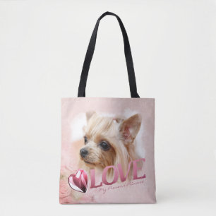 Pet Love 1+1 Photo Template, Pink, Heart & Love - Tote Bag