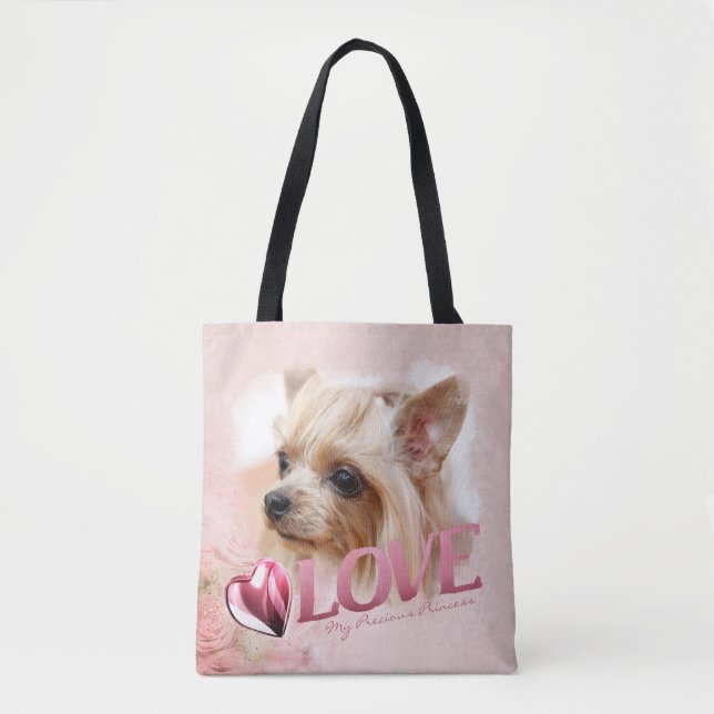 Pet Love 1+1 Photo Template, Pink, Heart & Love - Tote Bag (Front)